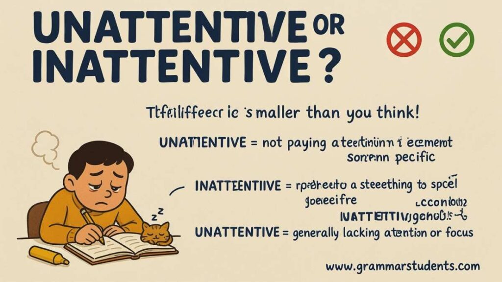 Unattentive or Inattentive Meaning Difference and Usage